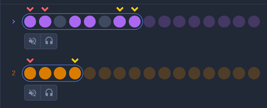 Red and yellow chevrons mark two collisions on C4 between Voice 1 and Voice 2.